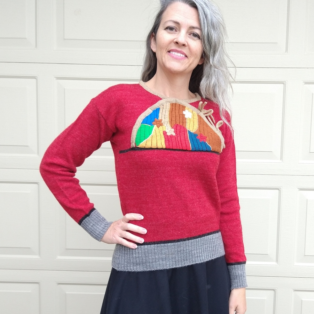 1970's WEIRD TACO SWEATER 70's pullover S